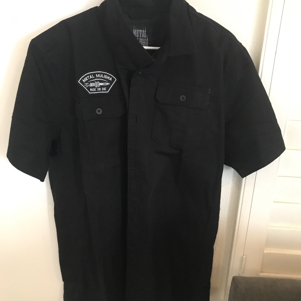 Metal Mulisha Black Short-Sleeve Button Front Work Shirt
